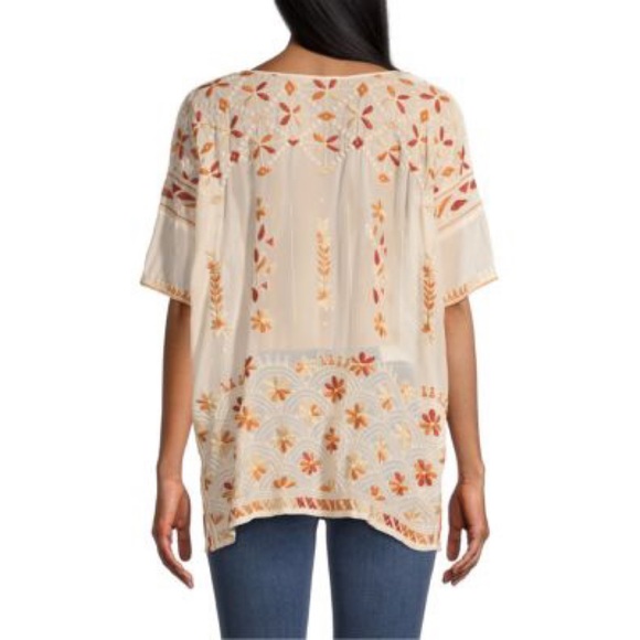 Johnny Was ‘Aubrey’ Boho Embroidered Short Sleeve Blouse - Picture 3 of 13